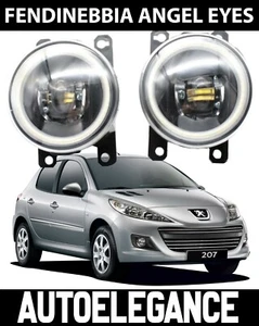 PEUGEOT 207 2006-2012 FARETTI FENDINEBBIA LED CREE 8000LM BIANCO ANGEL EYES - Imagen 1 de 6