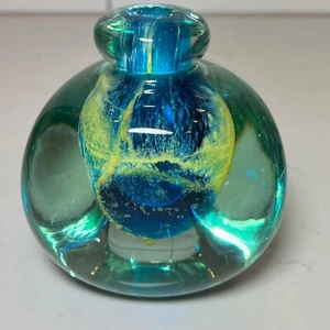 RARE Mdina Michael Harris Sand & Sea 3 Sided Perfume Scent Bottle Blue & Yellow - Picture 1 of 15