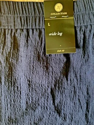 Pantalones de pierna ancha elásticos texturizados azules de la colección JM para mujer talla LG NWTS xb0 Foto 1 de 4