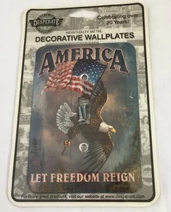 Cubierta de interruptor de luz de metal America Bald Eagle Let Freedom Reign metal americano - Imagen 1 de 1