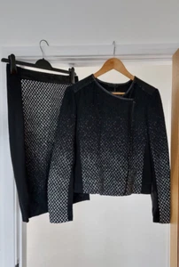 Cop. Copine French black & white Skirt & Jacket Set, washable, faux leather trim - Picture 1 of 17