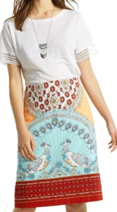 White Stuff Porto print 100% cotton lined skirt bird detail BNWOT size 16 - Picture 1 of 6
