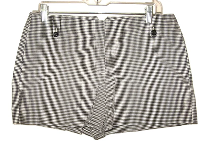 THEORY ШОРТЫ РАЗМЕР 6 X 3,5» ЧЕРНЫЙ НА БЕЛЫЙ ЧЕК КОРОТКИЕ ШОРТЫ ХЛОПОК EUC - Изображение 1 из 4