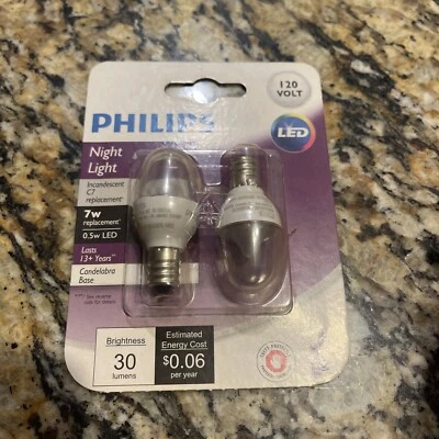 Philips 462977 7W Equivalent LED Soft White C7 Nightlight 2 Pack - Image 1 of 2