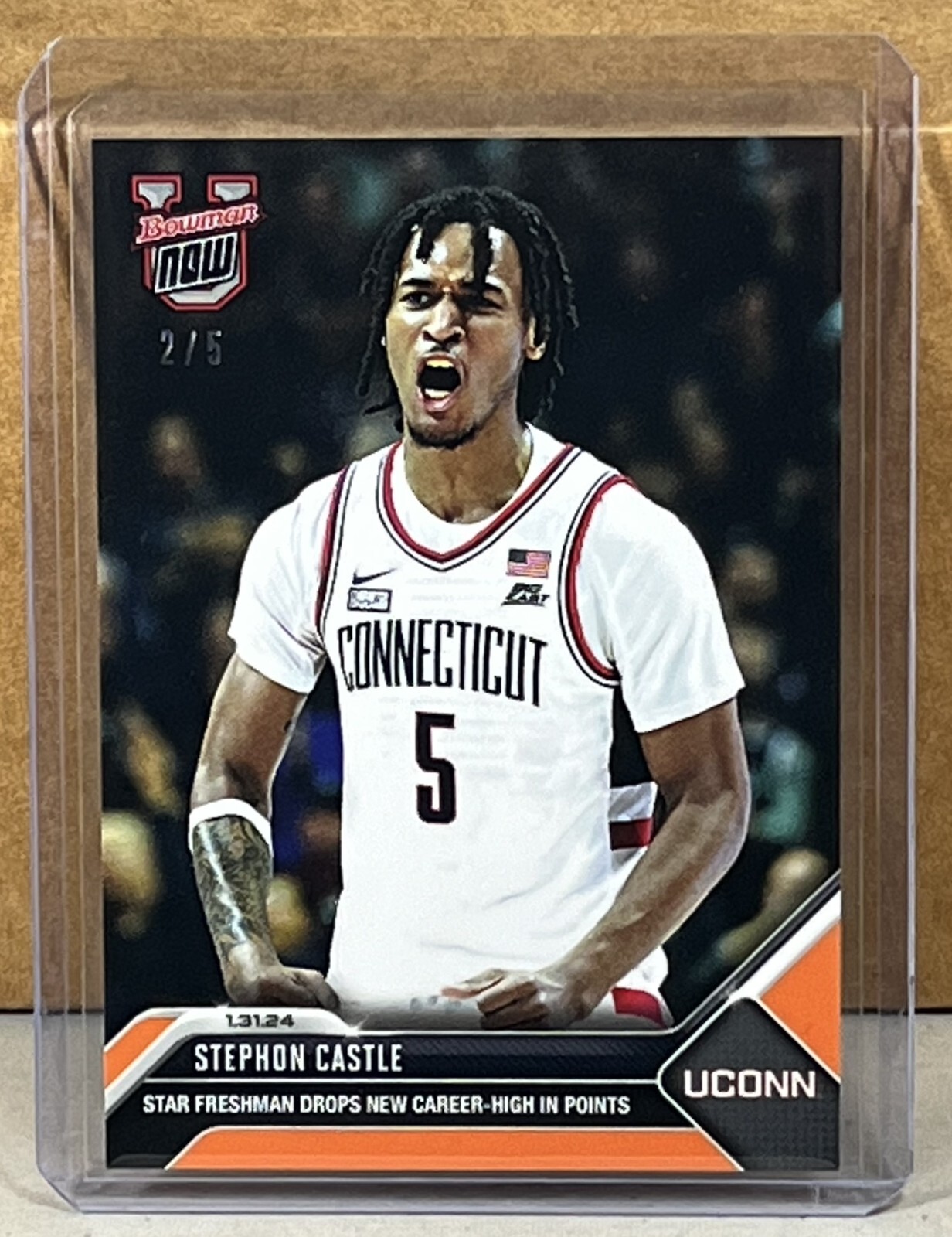 2023 24 BOWMAN U NOW #42 STEPHON CASTLE UCONN career high Orange Parallel 2/5