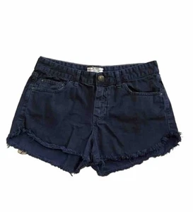 Free People Denim Navy Blue Frayed Shorts Size 28 - Picture 1 of 10