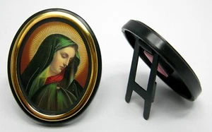 Ikone Maria geweiht икона овальная Дева Мария освящена 6,1x5,3x0,8 cm - Picture 1 of 1