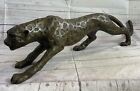 Detail Handmade Metal Bronze Jaguar Leopard Animal Figure Length 32` Artwork
