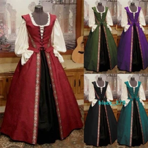 Renaissance Dress Costume Victorian Medieval Women Halloween Cosplay Clothing - Picture 1 of 12