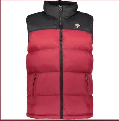 Schott NYC Men's TAH022V Red/Black Quilted Sleeveless Gilet Jacket £185