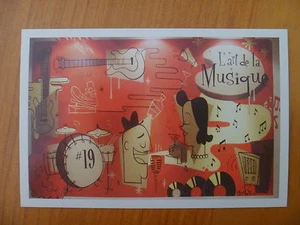 POSTCARD....L'ART DE LA MUSIQUE..50's ANIMATION..OL SCHOOL GRAFFITI..MUSICAL ART - Picture 1 of 2