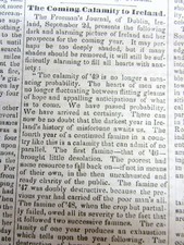 Orignl 1848 headline display newspaper IRISH POTATO FAMINE Starvation in IRELAND