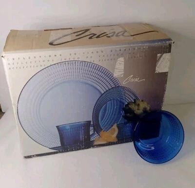 Vintage Crisa Reflections 20 Piece Dinnerware Set, Service for 4- Cobalt Blue - Image 1 of 4