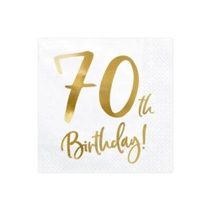 Confezione da 20 PEZZI Tovagliolo carta compleanno 70 ANNI oro 1B4M - Foto 1 di 2