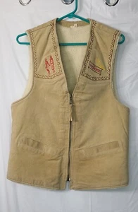 Disney Pocahontas Genuine Leather &Wool Lined Embroidered Vest 1995 Size Small - Picture 1 of 12