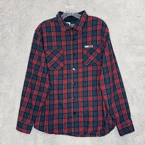 Salty Crew Shirt Mens Medium Red Gray Plaid Flannel Button Up Cotton Long Sleeve - Bild 1 von 9