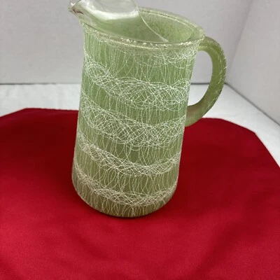 Vintage MCM Green Spaghetti String Pitcher. - Image 1 of 4