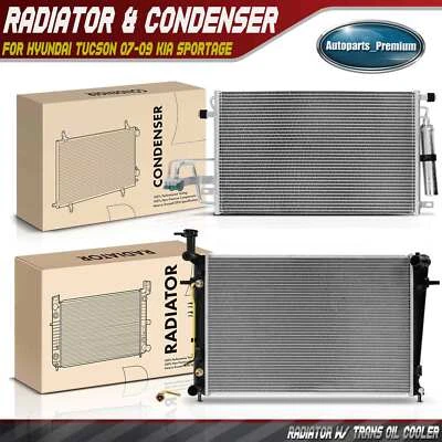 Kit de refrigeración de radiador y condensador de CA para Hyundai Tucson 07-09 Kia Sportage 07-10 Foto 1 de 4