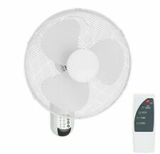 Click Wall Mounted Fan 40cm Fixed Oscillating 3 Speed Remote Control Timer White