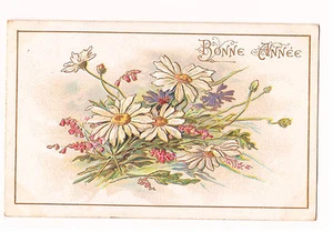 CPA BONNE ANNEE GAUFREE EMBOSSED MARGUERITE 1912 - Picture 1 of 1