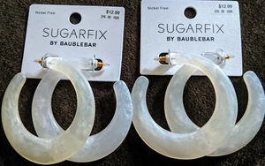Sugarfix By Baublebar Off White Ivory Opal Chunky Earrings Sets Lot Of Two NEW - Picture 1 of 3