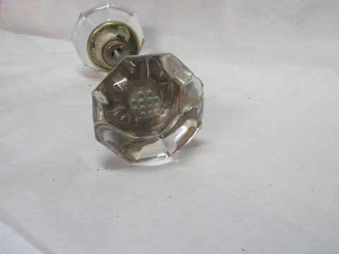 Unique Antique Glass Door Knobs 8 pt Victorian Restoration Bubble Center Cover