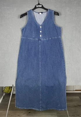 Винтажный джинсовой ткани джемпер Детский комбинезон Midi платье размер большой ребристый выцветший славы 90-х - Изображение 1 из 4