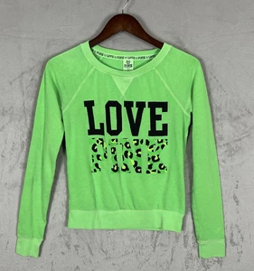 PINK Victoria's Secret Pullover Sweatshirt Small limettengrün LOVE PINK Gepard - Bild 1 von 13
