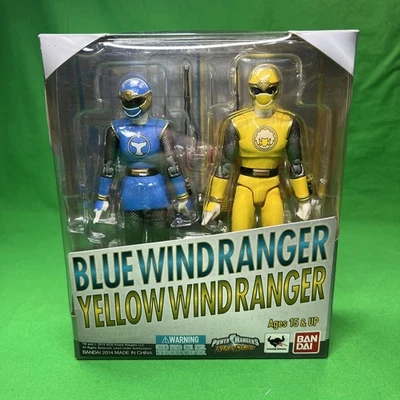 SH Figuarts Power Rangers Ninja Storm Hurricane Blue & Yellow Wind Rangers New - Image 1 of 4
