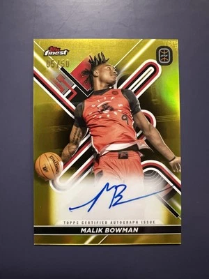 2022-23 Topps Finest OTE Malik Bowman Gold Auto Refractor SP /50 - Image 1 of 4