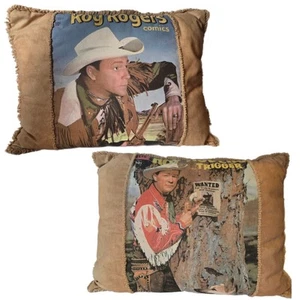 2 Rare Vintage Roy Rogers Limited Edition Throw Pillows 80s Western Cowboy Decor - Picture 1 of 22