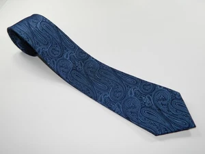 Men's HATHAWAY NECKTIE Tie BLUE PAISLEY BLACK METALLIC - Picture 1 of 2