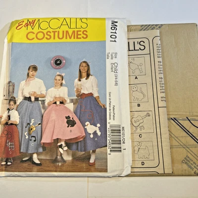 McCall's Costumes Easy Pattern M6101 Girls' Poodle Skirt & Petitcoat Sz 3/4-5/6 - Image 1 of 4