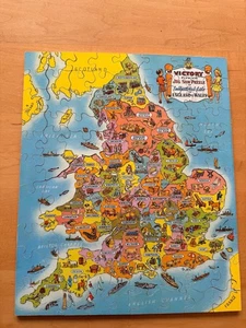 Vintage VICTORY Plywood Jigsaw Puzzle of The Industrial Life of England & Wales - Picture 1 of 1