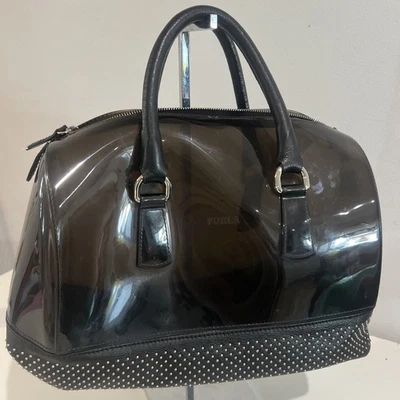 Furla Candy Jelly Bag Studded Black Solid y2k Handbag Purse Italy - Image 1 of 4