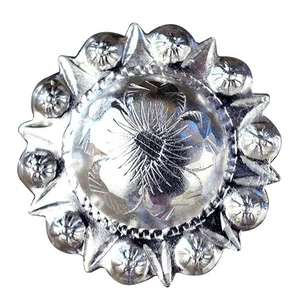 HILASON Set of 2 Western Screw Back Concho Silver Finish Floral Saddle Bling - Picture 1 of 4