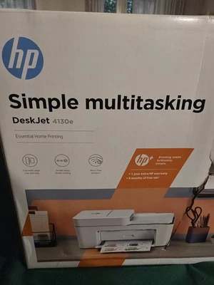 HP DeskJet 4130e Stampante Simple Multitasking Dual Band Wi-Fi Print Scan Copy - Immagine 1 di 4