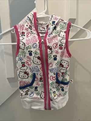 Sanrio Hello Kitty Sudadera con Capucha Camisa Chaleco Niños Niñas Talla XS Blanco Estampado Completo Cremallera Foto 1 de 4