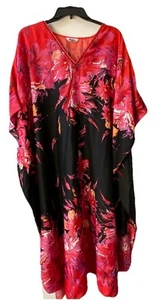 Winlar Midi 48" mehrfarbig V-Ausschnitt Pull Over Kaftan wadenlang Kleid Überwurf - Bild 1 von 3