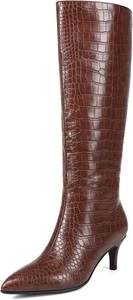 Knee High Boots Women Stiletto Heel Pointed Toe Tall Boot for Faux... - Picture 1 of 46