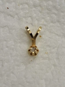 14k Solid Yellow Gold Solitaire Diamond Pendant In 14kt 7MM X 3MM  - Picture 1 of 24