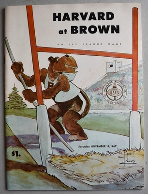 Harvard vs Brown Vintage 1969 College Football Game Program 11/15/69 - Image 1 of 4