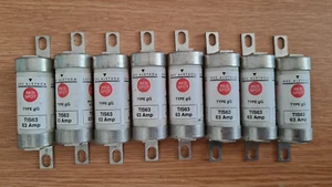 8 x GEC Alsthom Red Spot Type gG TIS 63 TIS63 Fuse Link 63 Amp Vintage - Picture 1 of 3