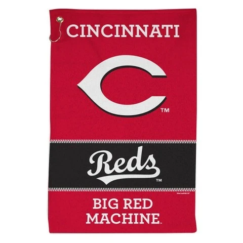 CINCINNATI REDS ALL PURPOSE GOLF TAILGATE TOWEL 16"X25" HOOK AND GROMMET Cover