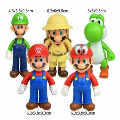5pcs Super Mario Luigi Yoshi PVC Cake Topping Decor Action Figures Doll Kids Toy - image 1 of 4