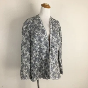 Vintage KAREN MILLER Womens sz XL/Large Gray Silver Lace Scallop Blazer Jacket - Picture 1 of 12