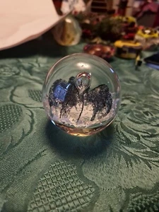 Vintage Art Glass Paperweight Black And White Controlled Bubble - Picture 1 of 10