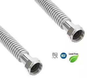 2-PC 1" FIP X 24" Corrugated Stainless Water Heater Supply Connector Hose Lines - Picture 1 of 3