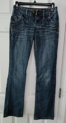 Pantalones de mezclilla Mudd Teen Girls’ de pierna recta, talla 1 – azul clásico con bolsillos Foto 1 de 4