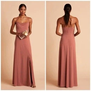 Birdy Grey Ash Crepe Bridesmaid Long Maxi Dress in Desert Rose Size Small - Picture 1 of 7